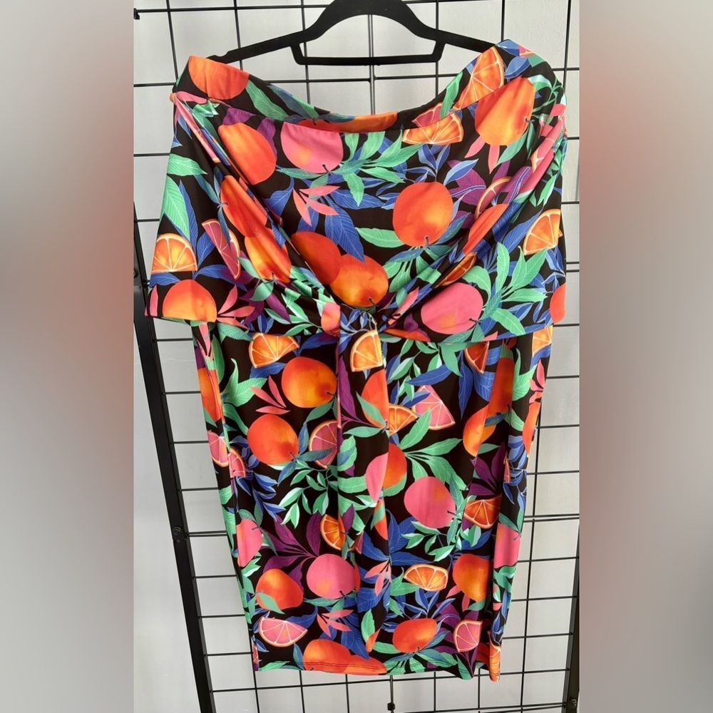 Nina Parker Plus Size Citrus Tie Front Pencil Skirt  EUC